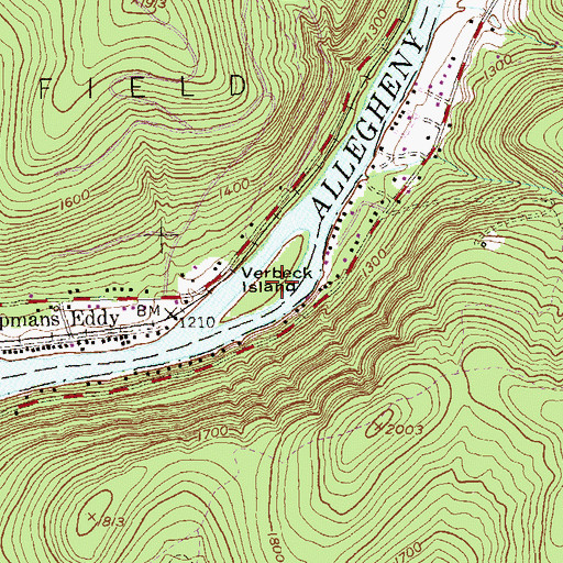 Topographic Map of Verbeck Island, PA
