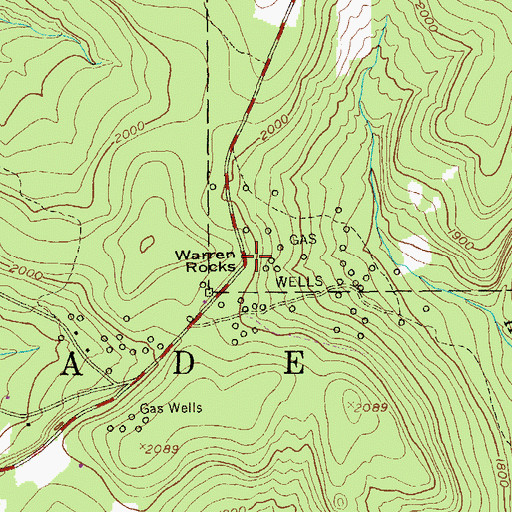 Topographic Map of Warren Rocks, PA