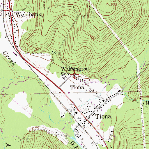 Topographic Map of Washington School, PA