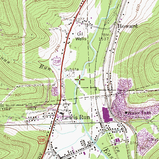 Topographic Map of Watrous Run, PA