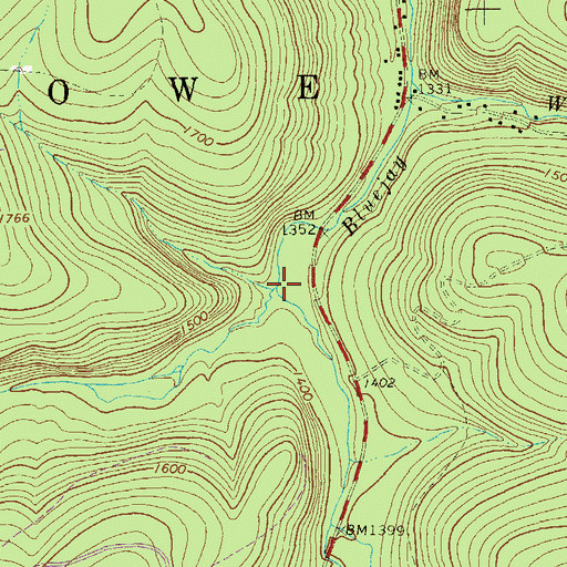 Topographic Map of West Branch Bluejay Creek, PA