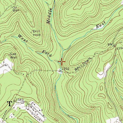 Topographic Map of West Fork Fork Run, PA