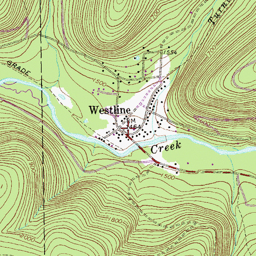 Topographic Map of Westline, PA