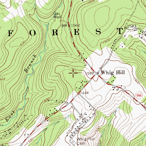 Topographic Map of Whig Hill, PA