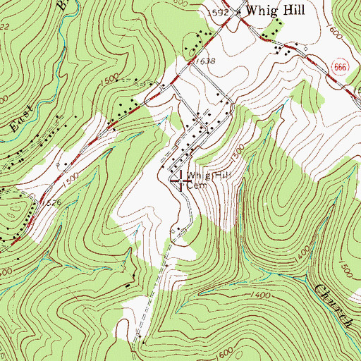 Topographic Map of Whig Hill Cemetery, PA