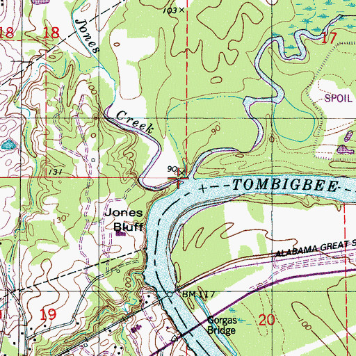 Topographic Map of Jones Creek, AL
