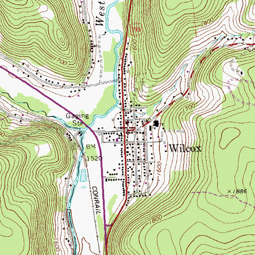 Topographic Map of Wilcox, PA