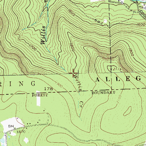 Topographic Map of Willis Creek, PA