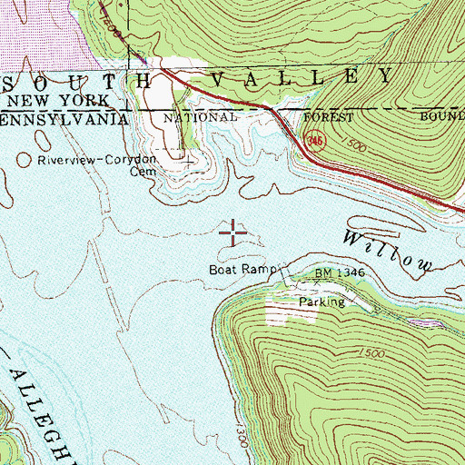 Topographic Map of Willow Creek, PA