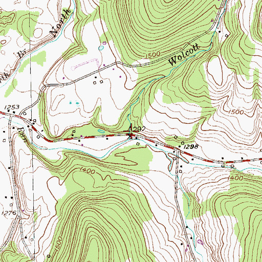 Topographic Map of Wolcott Run, PA