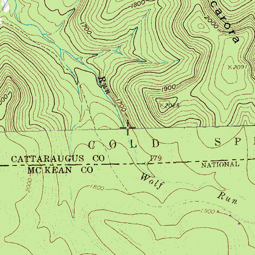 Topographic Map of Wolf Run, PA