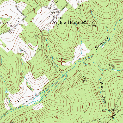 Topographic Map of Wolf Run, PA