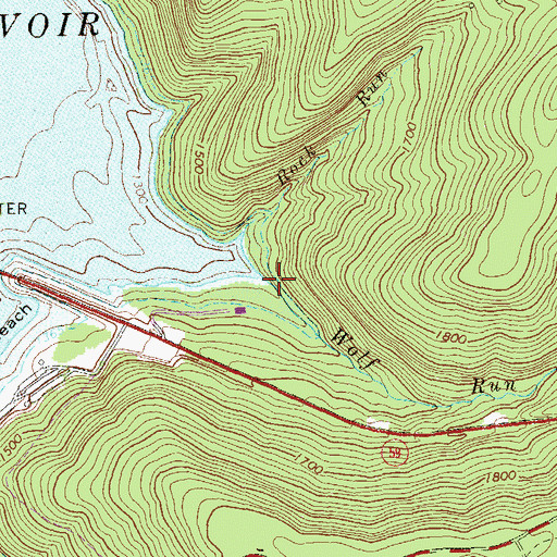 Topographic Map of Wolf Run, PA