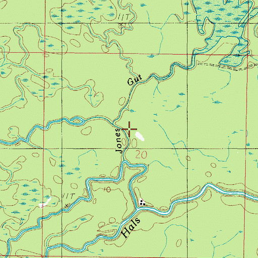 Topographic Map of Jones Gut, AL