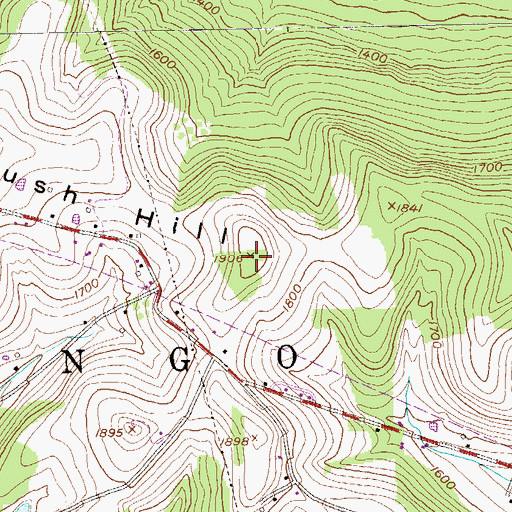 Topographic Map of Yankee Bush Hill, PA