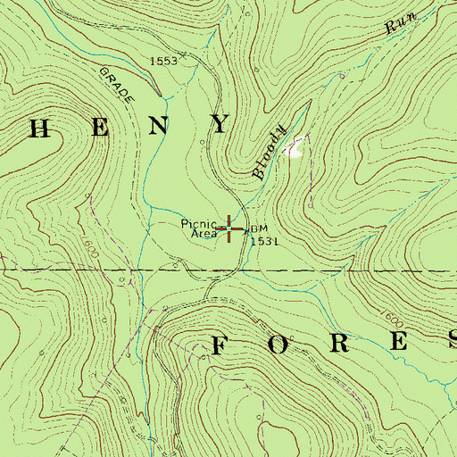 Topographic Map of Bloody Run, PA