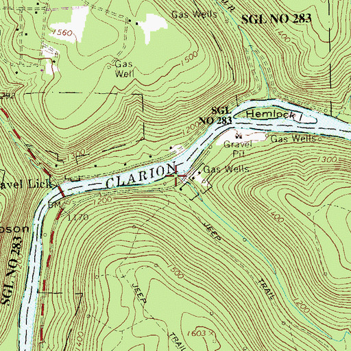 Topographic Map of Cathers Run, PA
