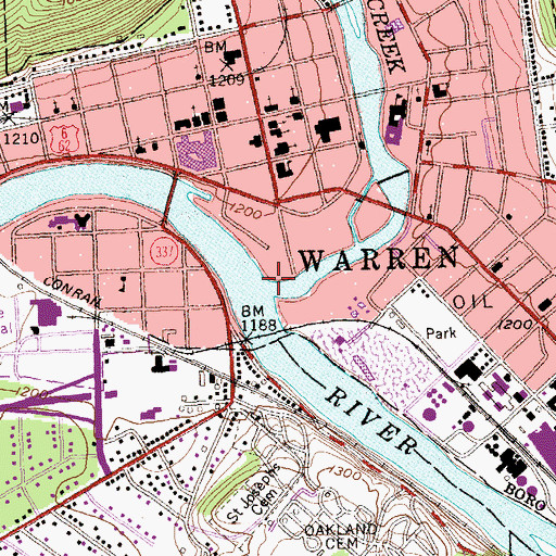 Topographic Map of Conewango Creek, PA
