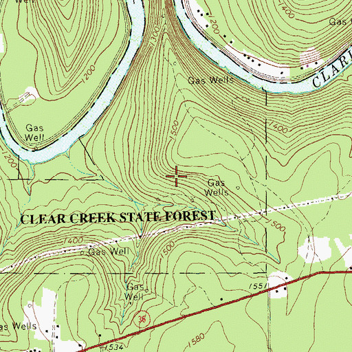 Topographic Map of Cook Forest State Park, PA