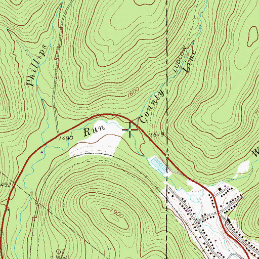Topographic Map of County Line Run, PA