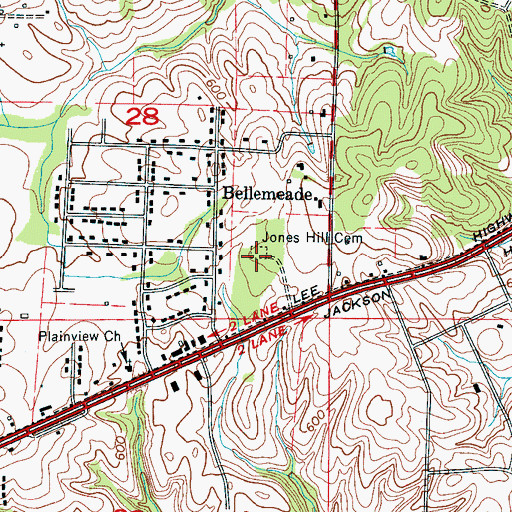 Topographic Map of Jones Hill Cemetery, AL