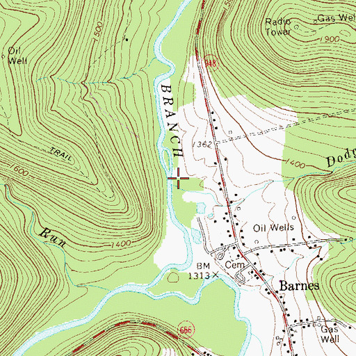 Topographic Map of Dodge Run, PA