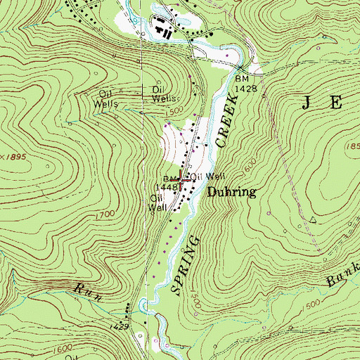 Topographic Map of Dunring, PA