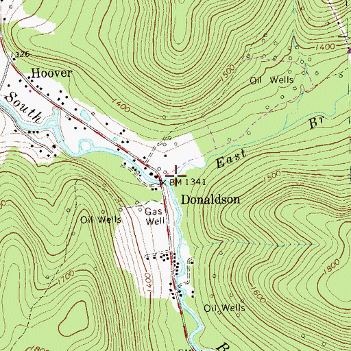 Topographic Map of East Branch Tionesta Creek, PA