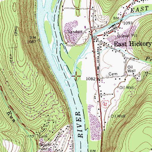 Topographic Map of East Hickory Creek, PA