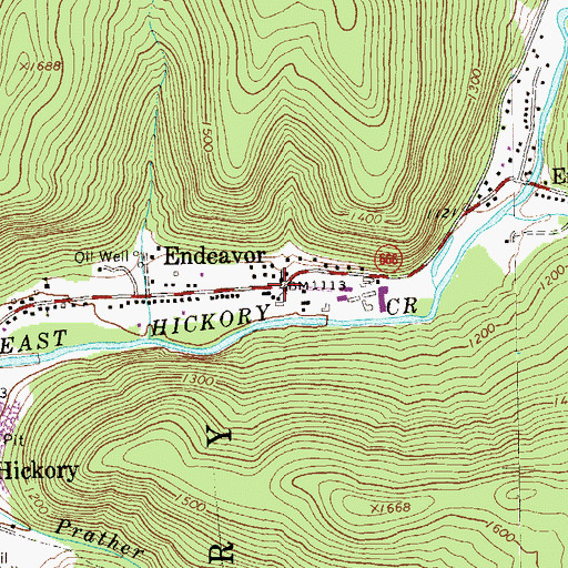 Topographic Map of Endeavor, PA