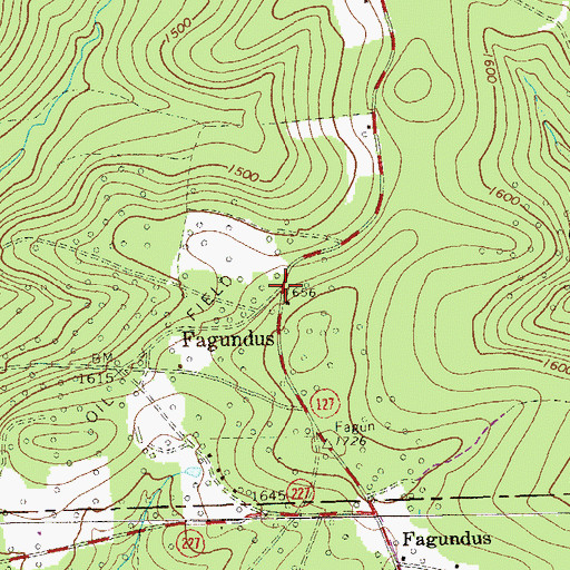 Topographic Map of Fagundus, PA