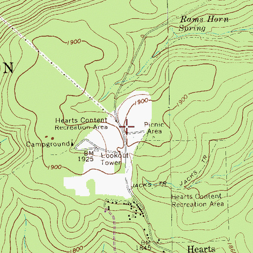 Topographic Map of Hearts Content Recreation Site, PA