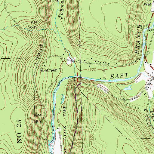 Topographic Map of Johnson Run, PA