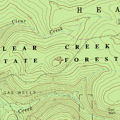 Topographic Map of Clear Creek State Forest, PA