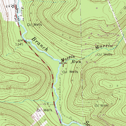 Topographic Map of Martin Run, PA