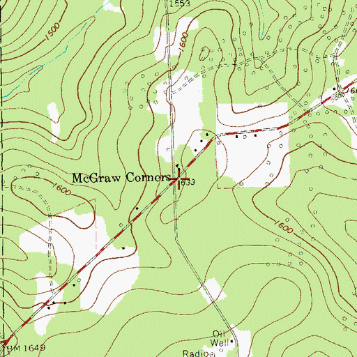 Topographic Map of McGraw Corners, PA