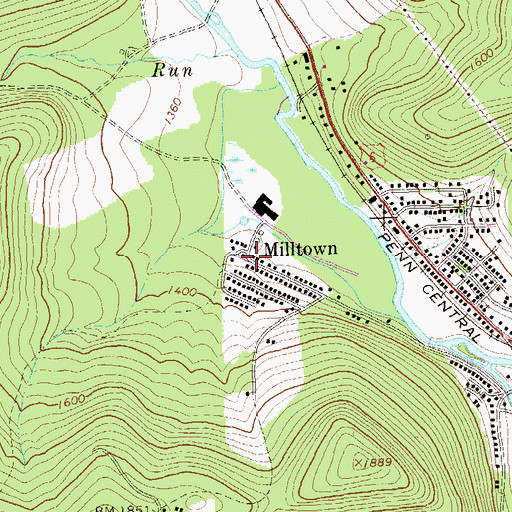 Topographic Map of Milltown, PA