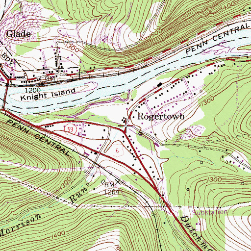 Topographic Map of Morrison Run, PA