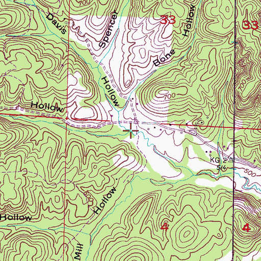 Topographic Map of Jones Hollow, AL