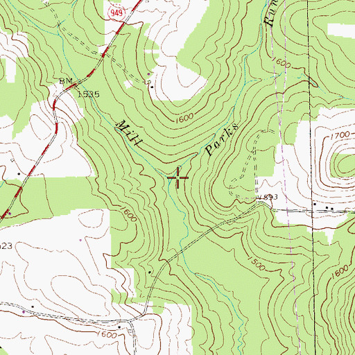 Topographic Map of Parks Run, PA