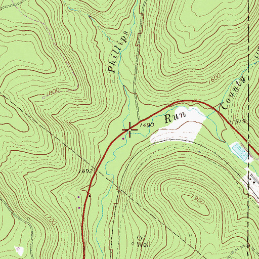 Topographic Map of Phillips Run, PA