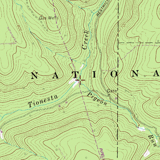 Topographic Map of Pigeon Run, PA