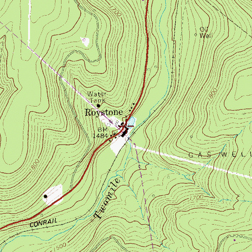 Topographic Map of Roystone, PA
