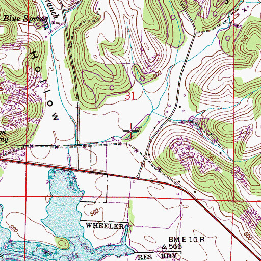 Topographic Map of Jones Hollow, AL