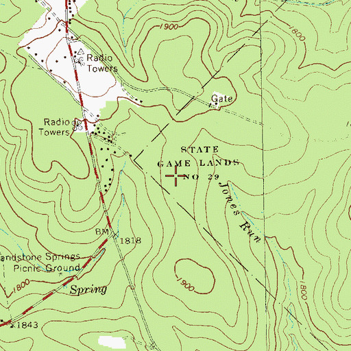 Topographic Map of State Game Lands Number 29, PA