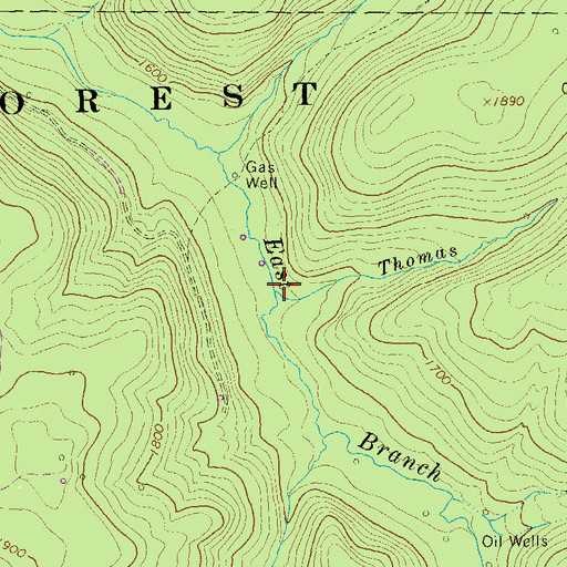 Topographic Map of Thomas Run, PA