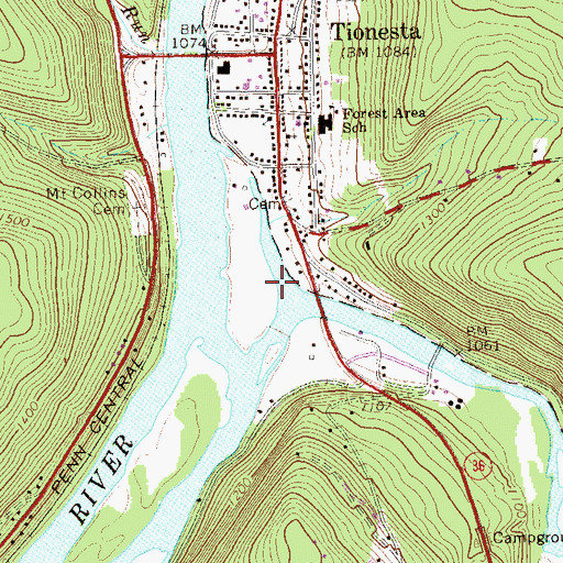 Topographic Map of Tionesta Creek, PA