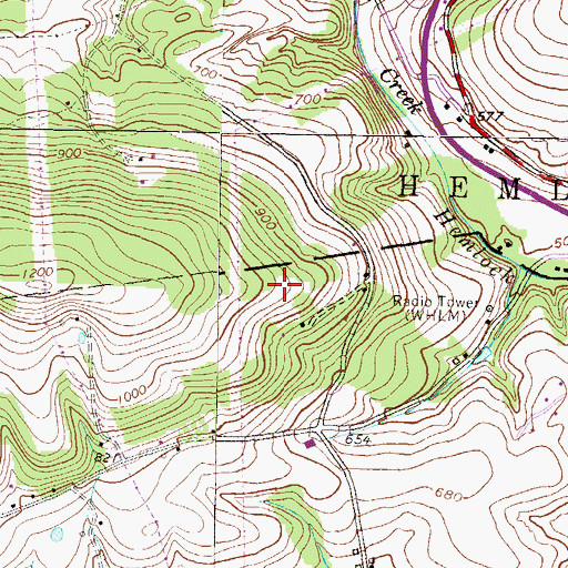 Topographic Map of WHLM-FM (Bloomsburg), PA