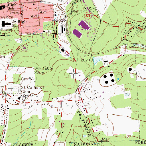 Topographic Map of WKZA-AM (Kane), PA
