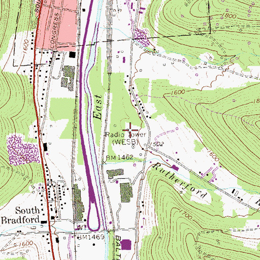 Topographic Map of WESB-AM (Bradford), PA